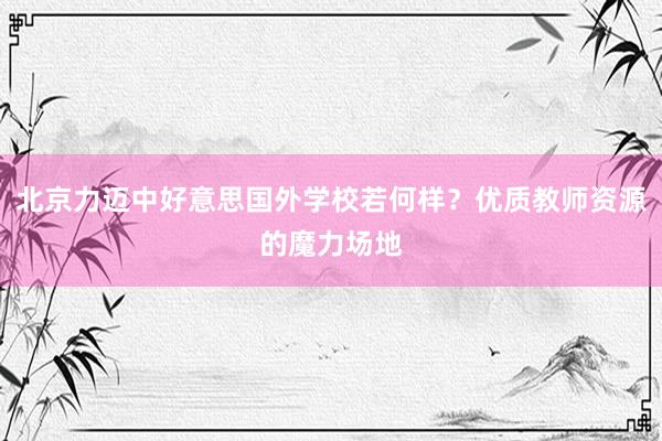 北京力迈中好意思国外学校若何样？优质教师资源的魔力场地